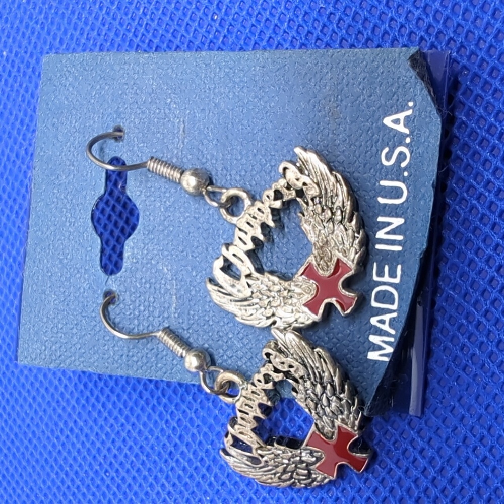 STERLING SILVER 'Eagle Wings CHOPPER earrings-of biker * harley* motorcycle